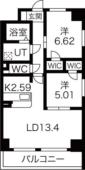 A 2LDKの間取り図