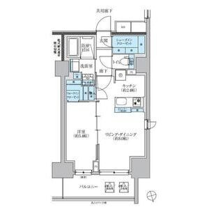 D 1LDKの間取り図