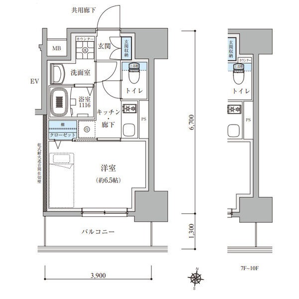 B 1Kの間取り図