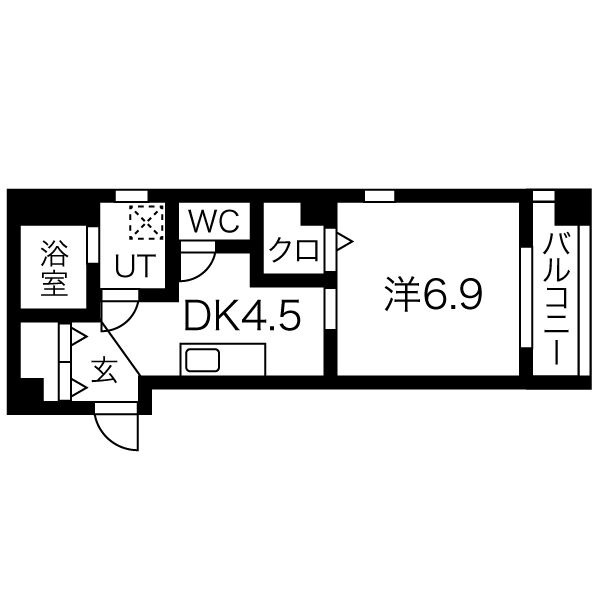 C 1DKの間取り図