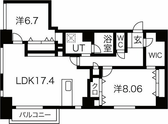 D 2LDKの間取り図