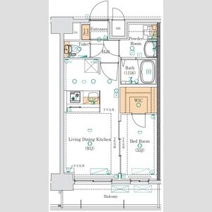 H 1LDKの間取り図