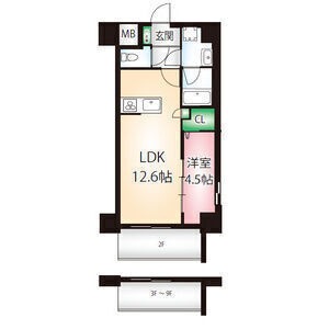 0606 1LDKの間取り図
