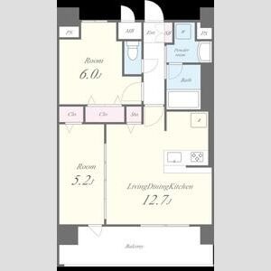 E 2LDKの間取り図