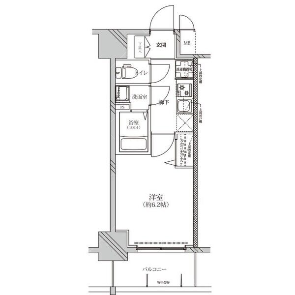 C' 1Kの間取り図