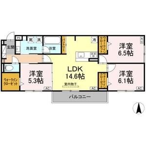 B2 3LDKの間取り図