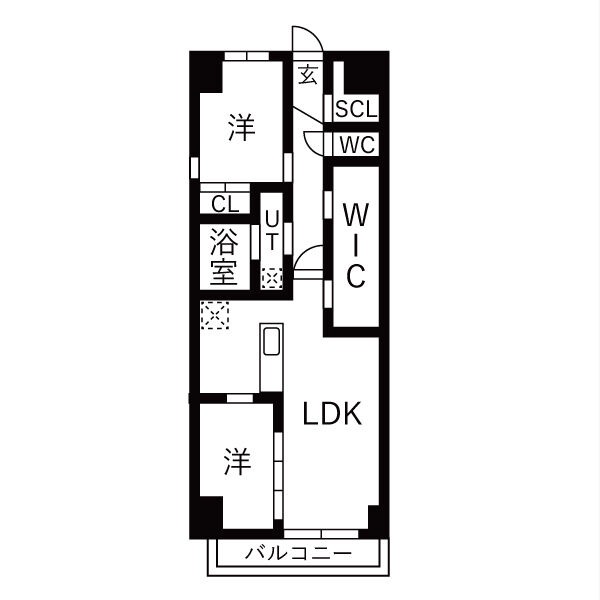 D 2LDKの間取り図