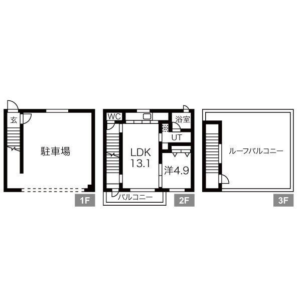 C 1LDKの間取り図