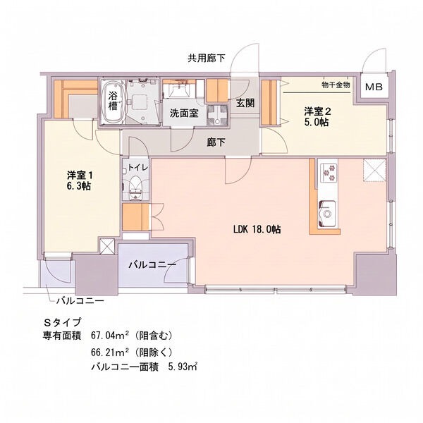 S 2LDKの間取り図
