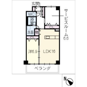 202 1LDKの間取り図