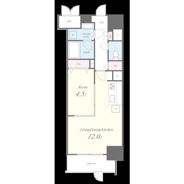 J 1LDKの間取り図