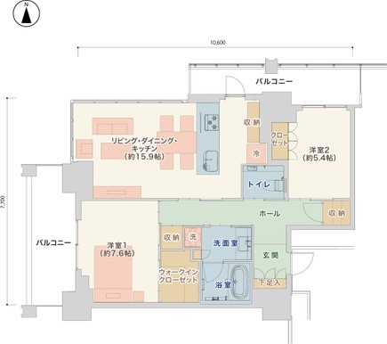High deluxe・A 2LDKの間取り図
