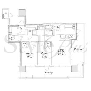 E 2LDKの間取り図
