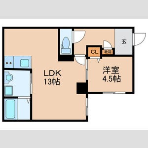 A 1LDKの間取り図