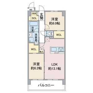 B 2LDKの間取り図