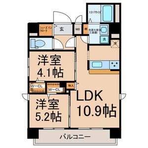 802 2LDKの間取り図