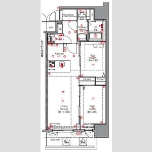 B 2LDKの間取り図