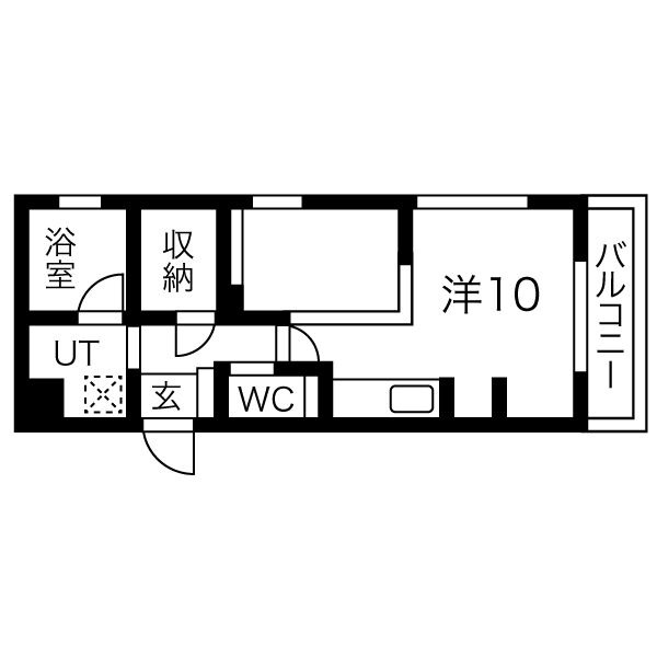 D 1DKの間取り図