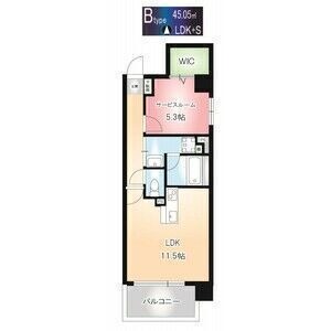 B 1LDKの間取り図