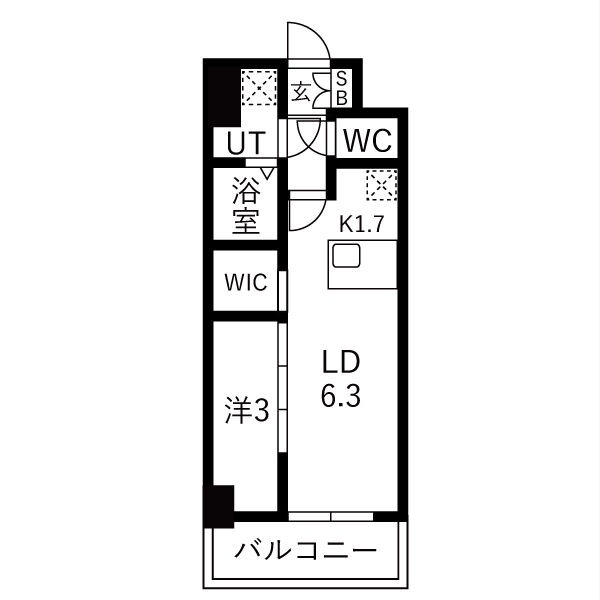 A1 1LDKの間取り図