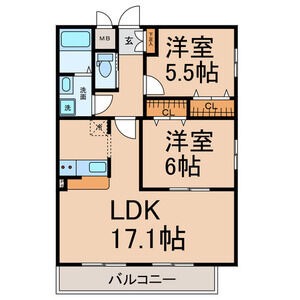 302 2LDKの間取り図