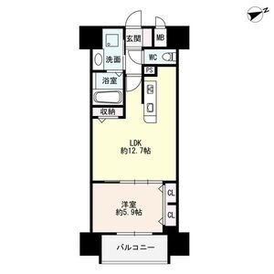 G 1LDKの間取り図