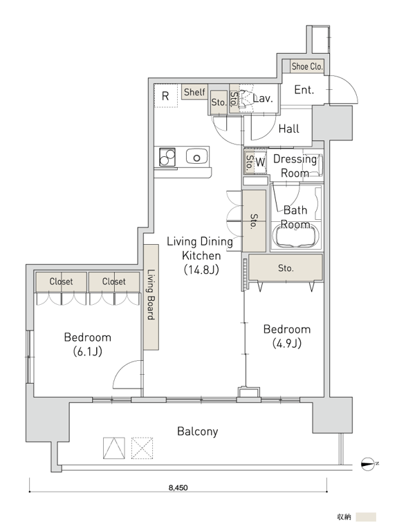 K・PREMIUM PLAN 2LDKの間取り図