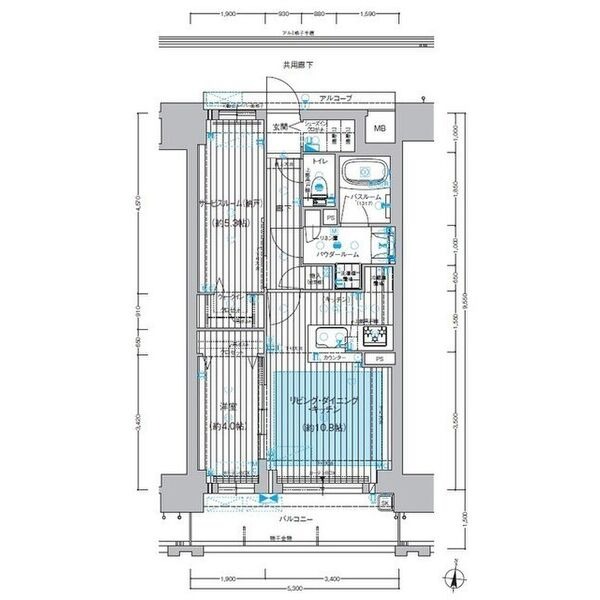 902 1LDKの間取り図