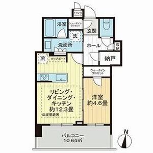 E 1LDKの間取り図