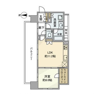 D 1LDKの間取り図