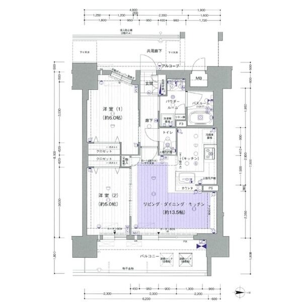 1304 2LDKの間取り図