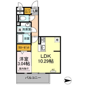 301 1LDKの間取り図