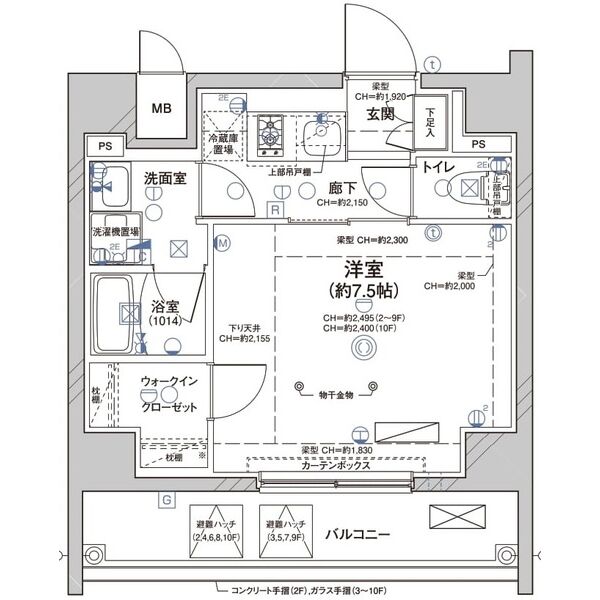 D 1Kの間取り図