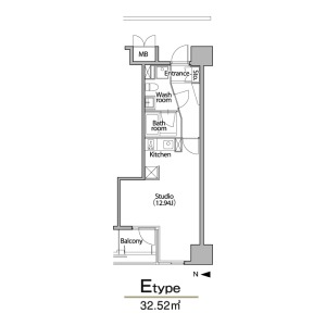 E 1Rの間取り図