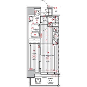 A1 1LDKの間取り図