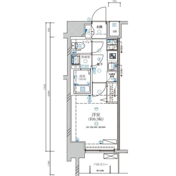 A 1Kの間取り図