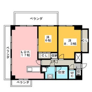 M 2LDKの間取り図