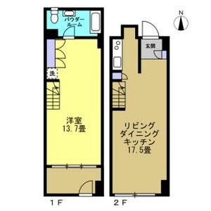 B 1LDKの間取り図