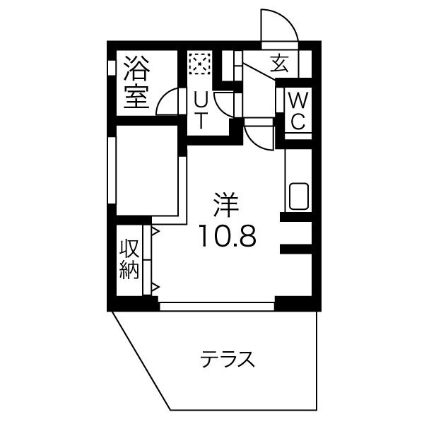 A 1DKの間取り図
