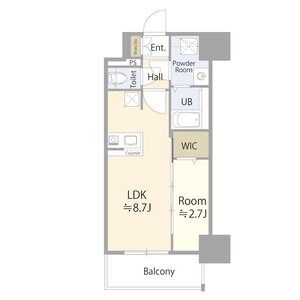 B' 1LDKの間取り図