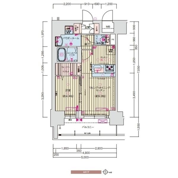 606 1LDKの間取り図