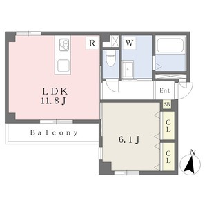 202 1LDKの間取り図