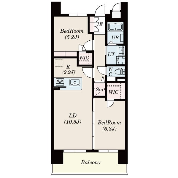 C 2LDKの間取り図