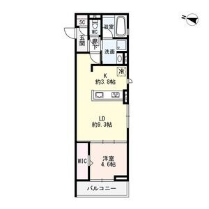 202 1LDKの間取り図