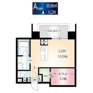 A 1LDK+Sの間取り図
