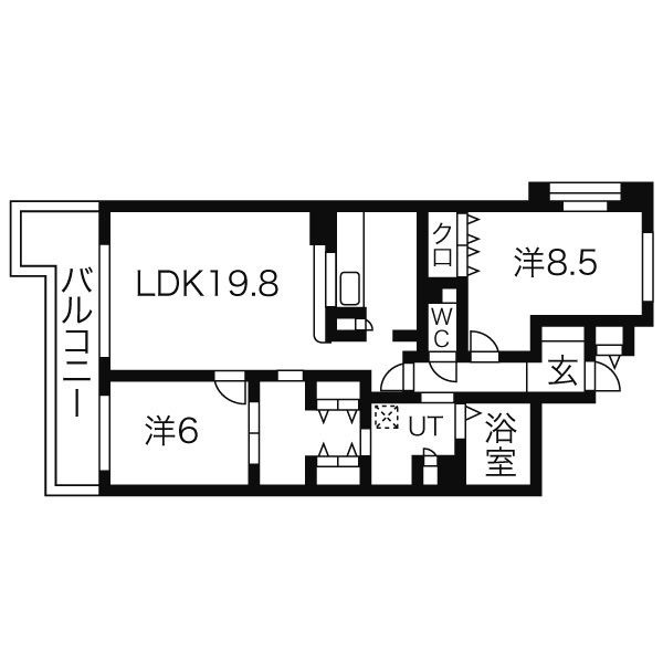 J 2LDKの間取り図