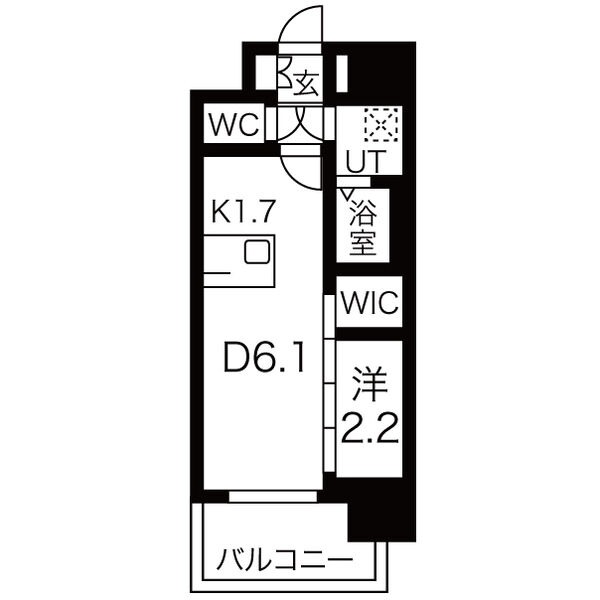 D 1DKの間取り図