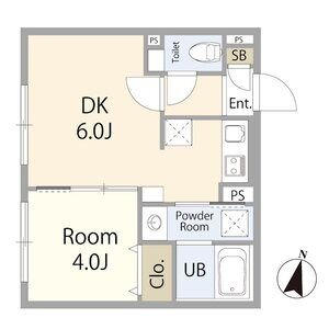 B 1DKの間取り図