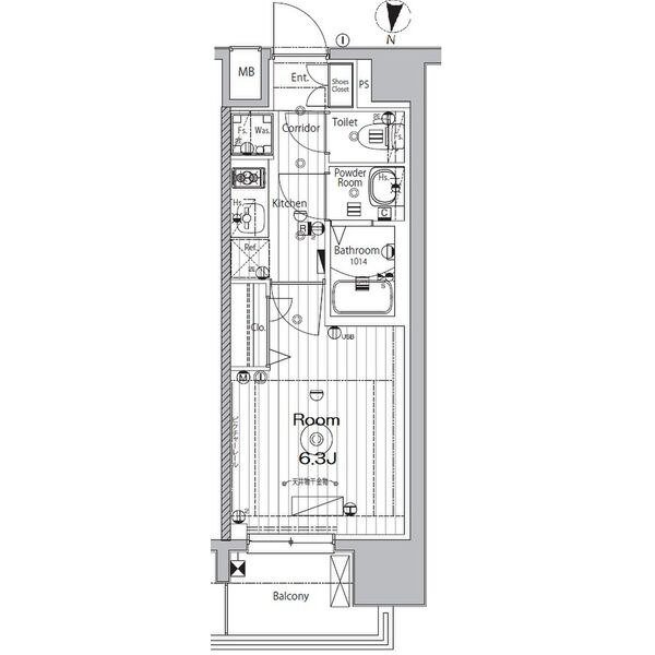 F 1Kの間取り図