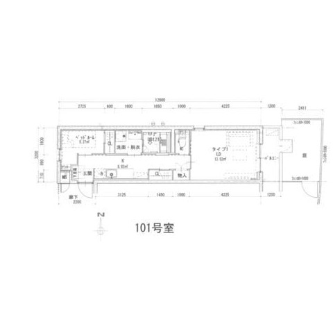 A 1LDK+Sの間取り図
